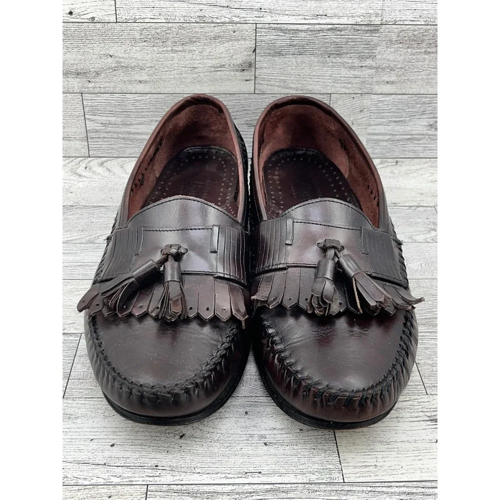 Bass Mens Loafers Tassel Dress Shoes Leather Upper Size 10 M Brown Brazil‎ - Picture 2 of 8
